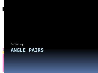 Angle Pairs