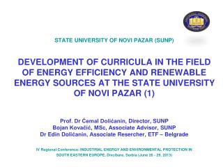 STATE UNIVERSITY OF NOVI PAZAR (SUNP)