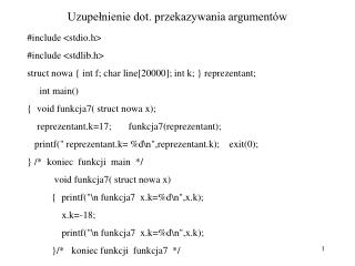 Uzupełnienie dot. przekazywania argumentów