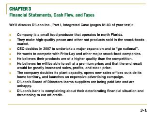 CHAPTER 3 Financial Statements, Cash Flow, and Taxes