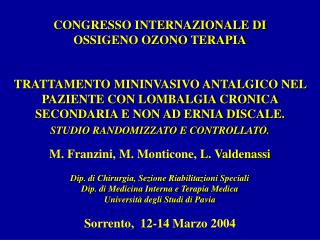 CONGRESSO INTERNAZIONALE DI OSSIGENO OZONO TERAPIA