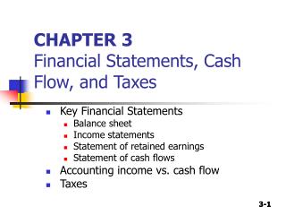 CHAPTER 3 Financial Statements, Cash Flow, and Taxes