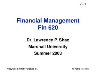 Financial Management Fin 620