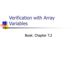 Verification with Array Variables