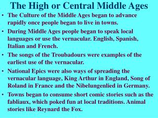 The High or Central Middle Ages