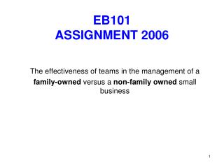 EB101 ASSIGNMENT 2006