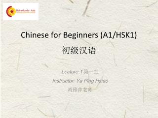 Chinese for Beginners (A1/HSK1) 初级汉语