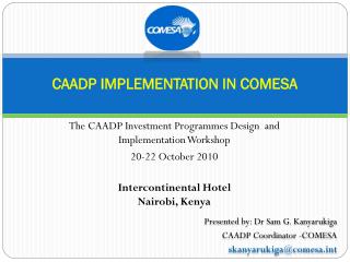 CAADP IMPLEMENTATION IN COMESA