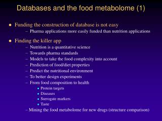 Databases and the food metabolome (1)