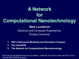 A Network for Computational Nanotechnology