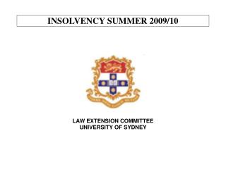 INSOLVENCY SUMMER 2009/10