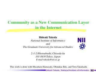 Community as a New Communication Layer in the Internet
