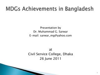 MDGs Achievements in Bangladesh