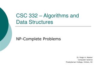 CSC 332 – Algorithms and Data Structures