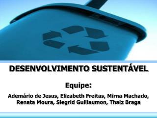 DESENVOLVIMENTO SUSTENTÁVEL Equipe :