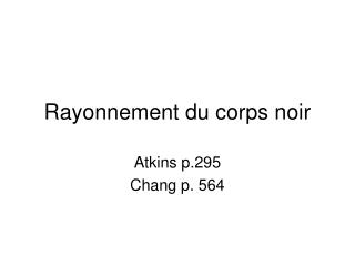 Rayonnement du corps noir