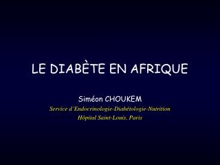 LE DIABÈTE EN AFRIQUE