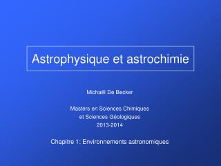 Astrophysique et astrochimie