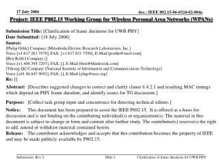 Project: IEEE P802.15 Working Group for Wireless Personal Area Networks (WPANs)