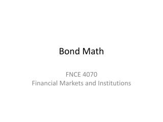 Bond Math