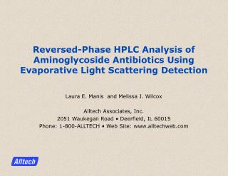 Reversed-Phase HPLC Analysis of Aminoglycoside Antibiotics Using Evaporative Light Scattering Detection