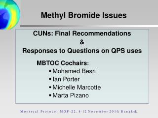 CUNs: Final Recommendations &amp; Responses to Questions on QPS uses 	 MBTOC Cochairs :