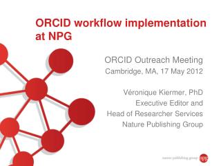 ORCID workflow implementation at NPG