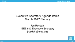 Executive Secretary Agenda Items March 2017 Plenary