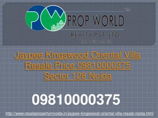 Jaypee Kingswood Oriental Villa Resale Price 09810000375 Sec