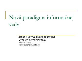 Nová paradigma informačnej vedy