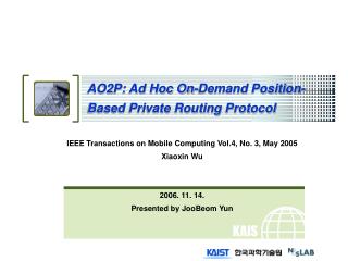 AO2P: Ad Hoc On-Demand Position-Based Private Routing Protocol
