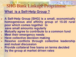 SHG Bank Linkage Programme