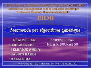 Réalisé par: * Boudjit Nabil * Belhadje Amina * Haoues Hakim