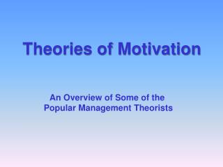 Theories of Motivation