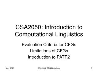 CSA2050: Introduction to Computational Linguistics