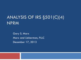 Analysis of IRS §501(c)(4) NPRM