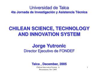 Universidad de Talca 4ta Jornada de Investigación y Asistencia Técnica