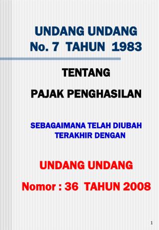 UNDANG UNDANG No. 7 TAHUN 1983