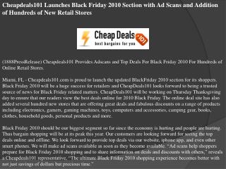 Cheapdeals101 Launches Black Friday 2010 Section with Ad Sca