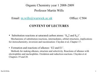 Organic Chemistry year 1 2008-2009