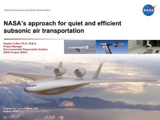 NASA’s approach for quiet and efficient subsonic air transportation
