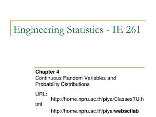Engineering Statistics - IE 261