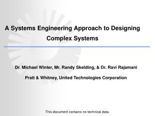 A Systems Engineering Approach to Designing Complex Systems