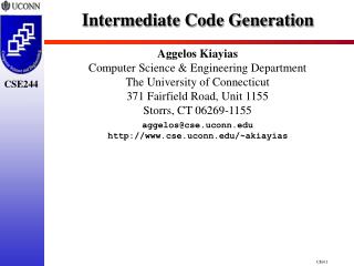 Intermediate Code Generation