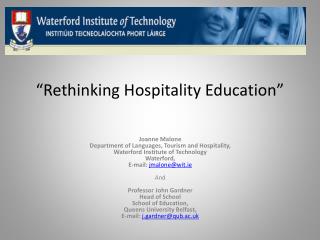 “Rethinking Hospitality Education”