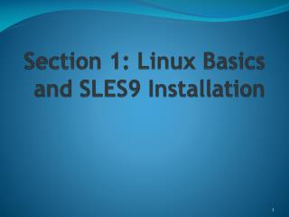 Section 1: Linux Basics and SLES9 Installation