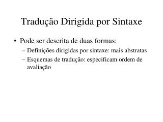 Tradução Dirigida por Sintaxe