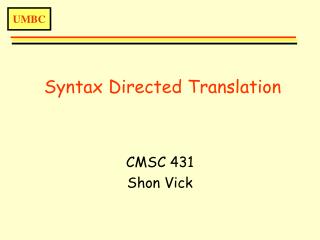 Syntax Directed Translation