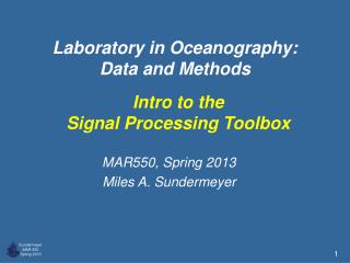 Laboratory in Oceanography: Data and Methods