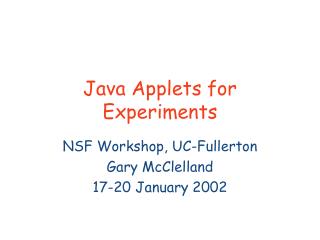 Java Applets for Experiments